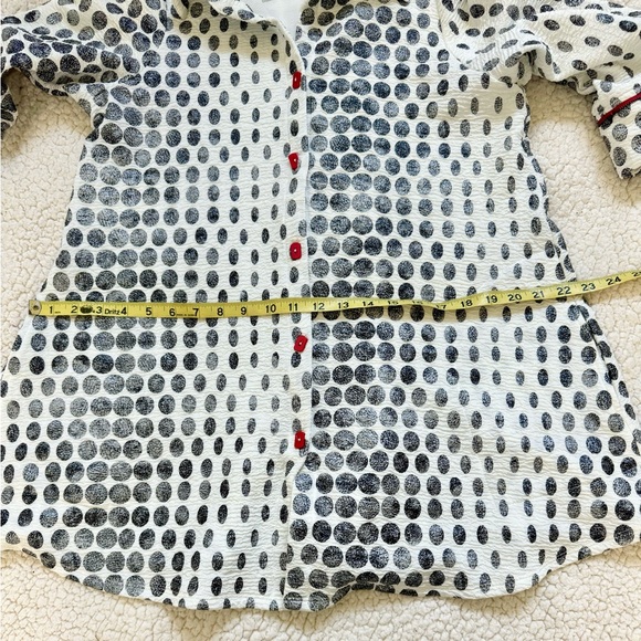 IC By Connie K Artsy Abstract Loose Button Up Zip Back Jacket Tunic Sz S - Picture 9 of 10